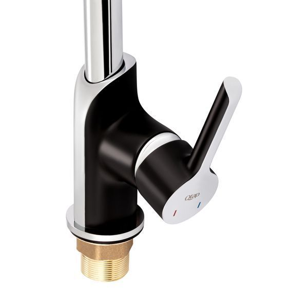 Змішувач для кухні Qtap Grand QTGRABCR007F Chrome/Black, одноважільний, поворотний вилив SD00039608 фото
