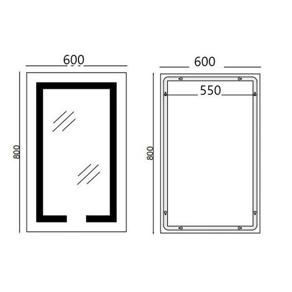 Дзеркало Mixxus HARD MR06-60x80 з LED Touch, Anti-fog, димером, регулюванням яскравості, годинником MI6929 фото