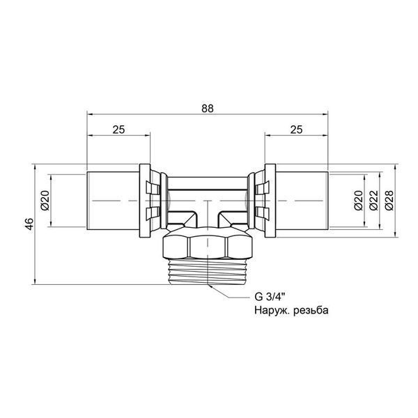 Трійник прес Icma 20х3/4"х20 ЗР №407 SD00009351 фото