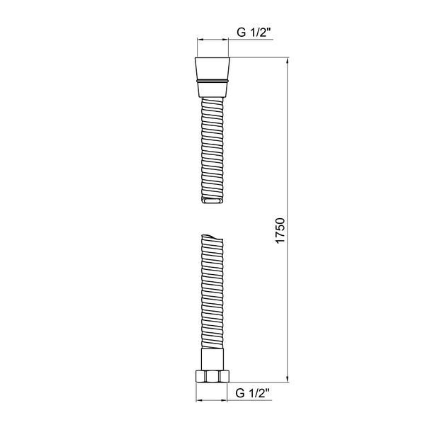 Шланг Lidz Niagara 01 1,75 м LDNIA01CRM22148 Chrome, довжина 1,75 м, матеріал - нержавіюча сталь SD00028245 фото