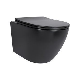 Унітаз підвісний Qtap Robin New Ultra Quiet безобідковий з сидінням Soft-close MATT BLACK QT13332381АSMB SD00052574 фото