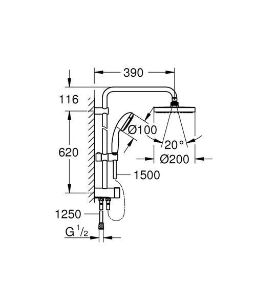 Душевая система Grohe New Tempesta с кнопочным переключателем, хром (27389002) 27389002 фото
