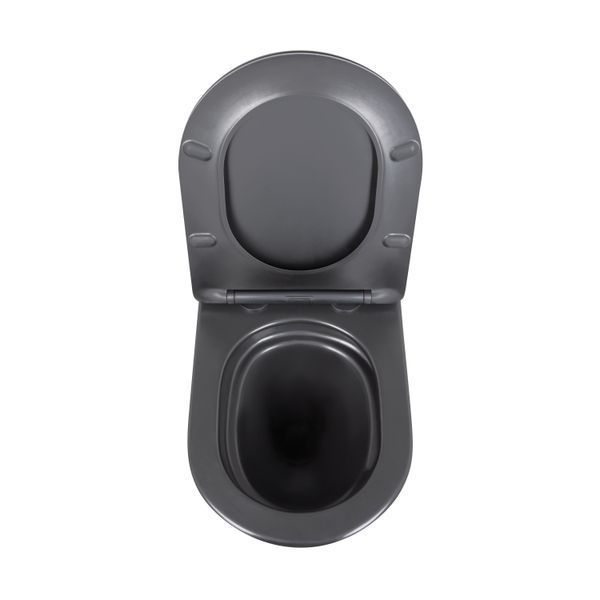 Унітаз підвісний Qtap Robin New Ultra Quiet безобідковий з сидінням Soft-close MATT BLACK QT13332381АSMB SD00052574 фото