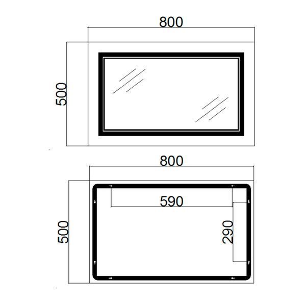 Дзеркало Qtap Cardinal 500х800 з LED-підсвічуванням Touch, з антизапітнінням, з диммером, рег. темп. Кольори SD00052322 фото