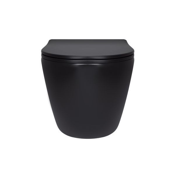 Унітаз підвісний Qtap Robin New Ultra Quiet безобідковий з сидінням Soft-close MATT BLACK QT13332381АSMB SD00052574 фото