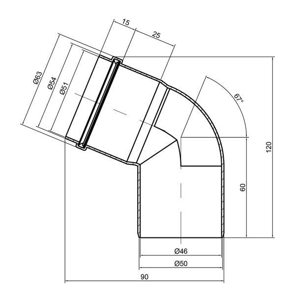 Коліно PPR каналізаційне TA Sewage 50, 67&deg; SD00034419 фото