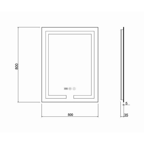Дзеркало Qtap Mideya (DC-F936) 500х800 з LED-підсвічуванням Touch, з антизапітнінням, годинником, диммером SD00036739 фото