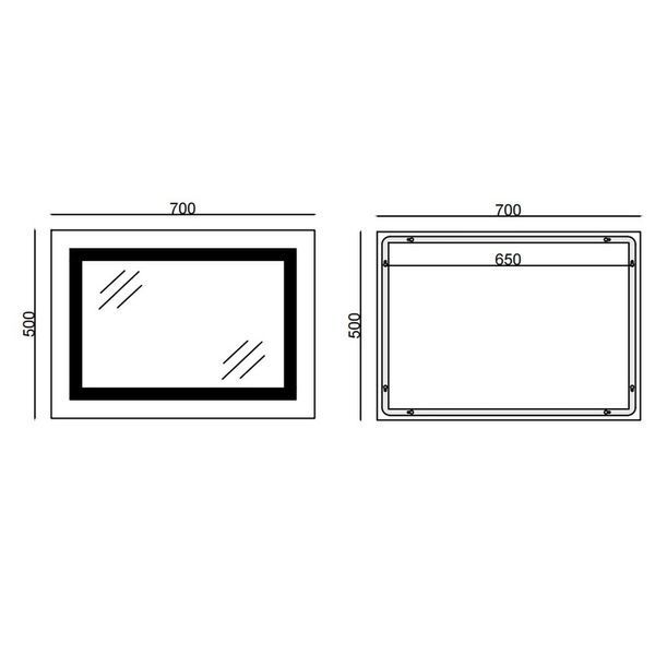 Дзеркало Mixxus WARM MR12-70x50-REVERSE із LED Touch, Anti-fog, димером, регулюванням яскравості (MI6670) MI6670 фото