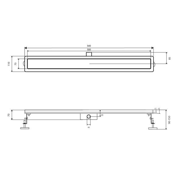 Трап из нержавеющей стали Qtap Taurus Tile500 линейный с сухим затвором под плитку SD00052798 фото
