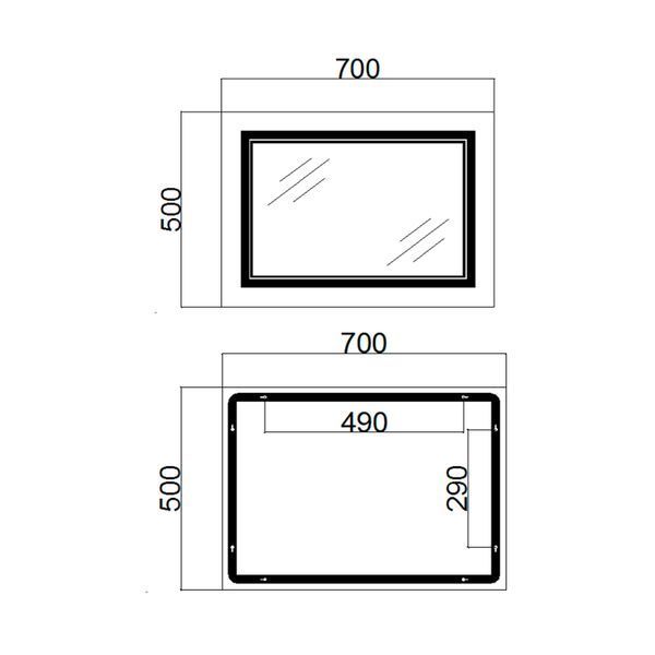 Дзеркало Qtap Cardinal 500х700 з LED-підсвічуванням Touch, з антизапотіванням, з диммером, рег темп кольору (3000-6500K) Reverse QT0478C5070 SD00052323 фото