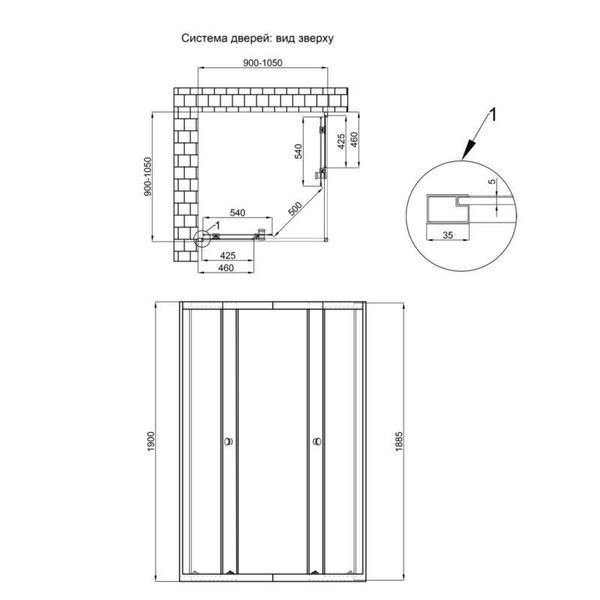 Душевая кабина Qtap Pisces BLA109-11SC5 90-105x90-105 см, стекло Clear 5 мм, квадратная, без поддона SD00045273 фото