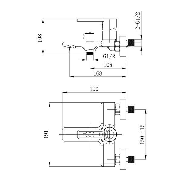 Змішувач для ванни Qtap Taurus (з душовим гарнітуром) QTTAU259BLM45662 Black Matt SD00051786 фото
