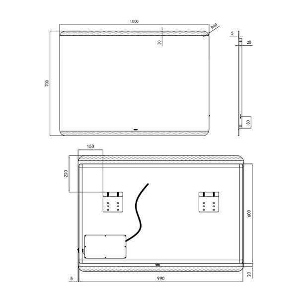 Зеркало Qtap Tern 1000х700 с LED-подсветкой, QT1778120870100W SD00045760 фото