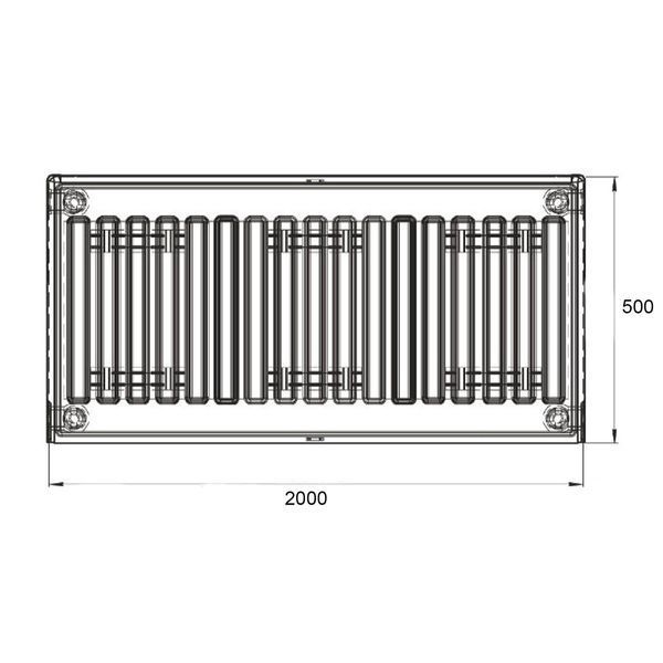 Радиатор стальной Thermo Alliance 22 тип 500х2000 боковое подключение, мощность 3653 Вт, вес 51,8 кг SD00040137 фото