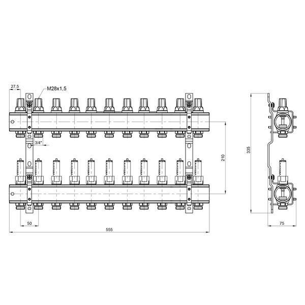 Коллектор Icma 1" 11 выходов, с расходомерами №K013 SD00005250 фото