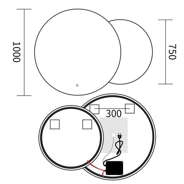 Дзеркало Mixxus Premium TOPPER MC01-100x75 (LED Touch, Anti-fog, димер (3-6,5kK) (MP6631) MP6631 фото