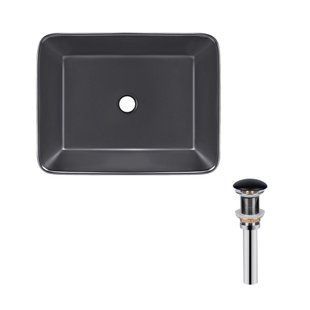Комплект Qtap Tern: Раковина накладная прямоугольная 475х370х140 мм Matt Black + Донный клапан PU03 SD00053424 фото