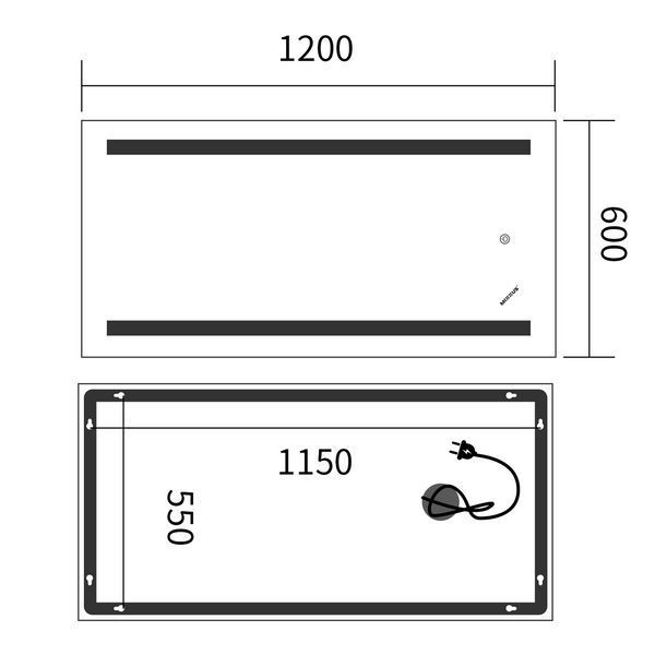 Дзеркало Mixxus Premium LINES MR17-120x60-REVERSE (LED Touch, Anti-fog, димер) (MP6626) MP6626 фото