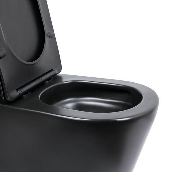 Унітаз підлоговий Qtap Scorpio Ultra Quiet безобідковий з сидінням Soft-Close MATT BLACK QT14226088AMB, чорний, компактний SD00052562 фото