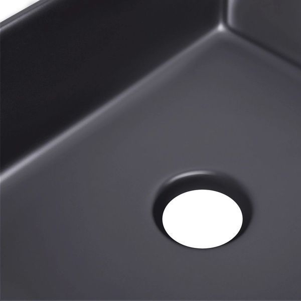 Комплект Qtap Tern: Раковина накладная прямоугольная 475х370х140 мм Matt Black + Донный клапан PU03 SD00053424 фото