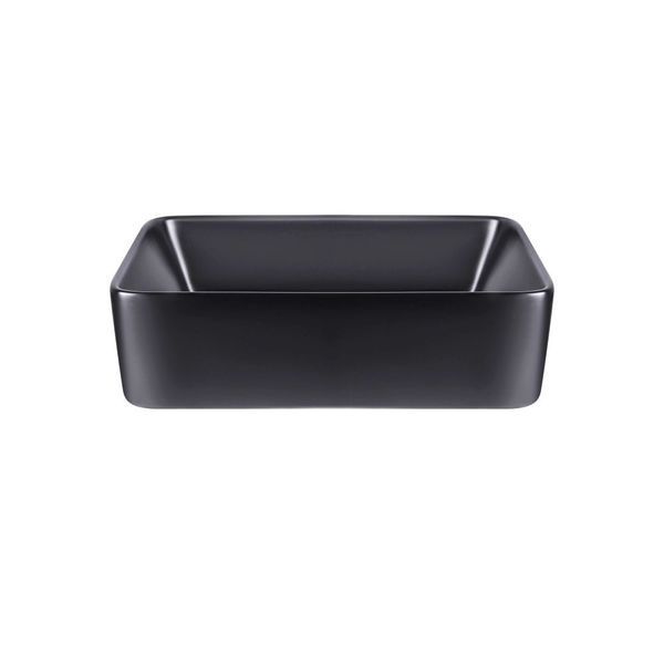 Комплект Qtap Tern: Раковина накладная прямоугольная 475х370х140 мм Matt Black + Донный клапан PU03 SD00053424 фото