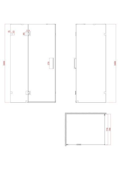 Бокова стінка для душової кабіни Koer SR SW04-80x200, скло 10мм, хром (KR5389) KR5389 фото