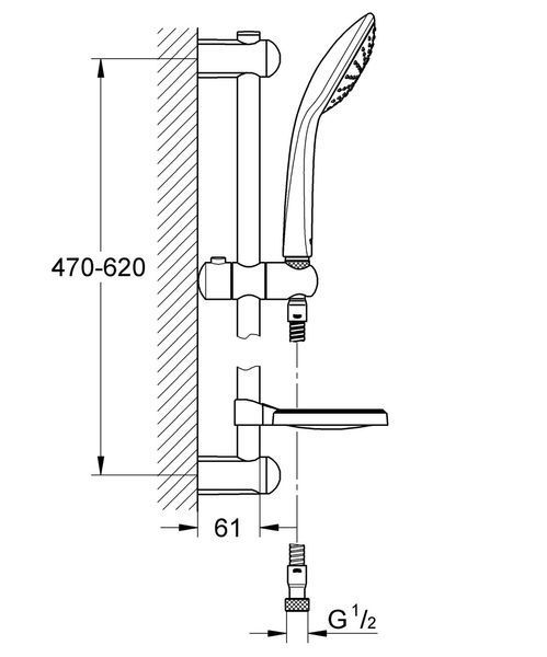 Душевой гарнитур Grohe Euphoria со штангой 990мм, хром, 1 режим струи (27266001) 27266001 фото