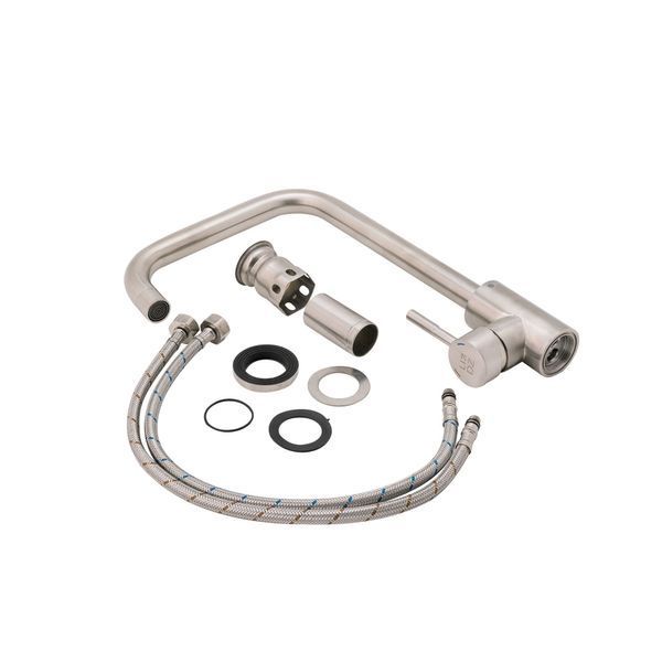 Змішувач для кухні Lidz Aria 015F1 (k35) LDARI015F1NKS21690 Nickel, одноважільний, поворотний вилив SD00027787 фото