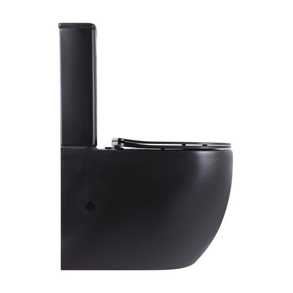 Унітаз підлоговий Qtap Robin Ultra Quiet безобідковий з сидінням Soft-Close MATT BLACK QT13226083AMB, компактний, з механічним зливом SD00052566 фото