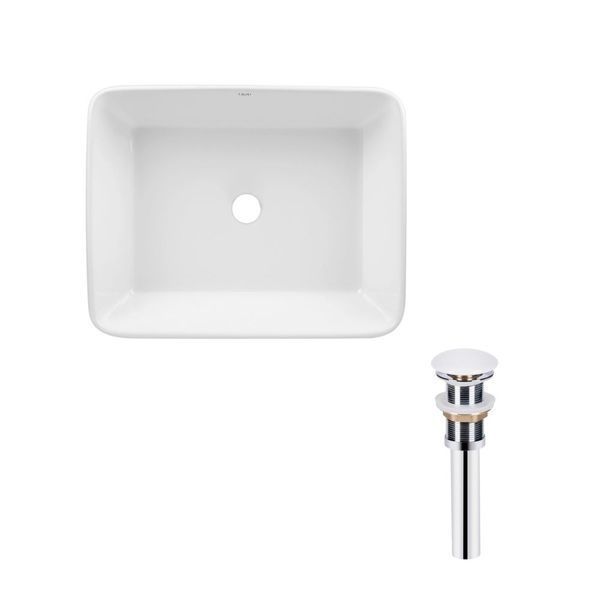 Комплект Qtap Tern: Раковина накладная прямоугольная 475х370х140 мм White + Донный клапан PU02 SD00053425 фото