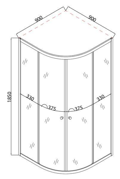 Душевая кабина без поддона MIXXUS PLAIN SC01-90x90x185 с хромированным профилем и стеклом 4мм (MI6899) MI6899 фото