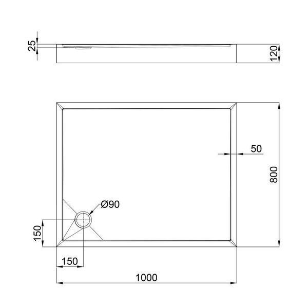 Душевой поддон Qtap Tern 301812C 100x80x12 см + сифон, акрил, белый, низкий, регулируемые ножки SD00046990 фото