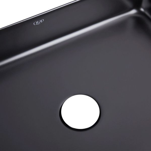 Комплект Qtap Tern: Раковина накладная прямоугольная 500х350х145 мм Matt Black + Донный клапан PU03 SD00053426 фото