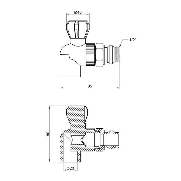 Кран кульовий радіаторний PPR Thermo Alliance 20х1/2" кутовий SD00029240 фото