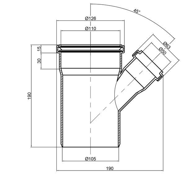 Трійник PPR каналізаційний TA Sewage 110х50х110, 45&deg; SD00034433 фото