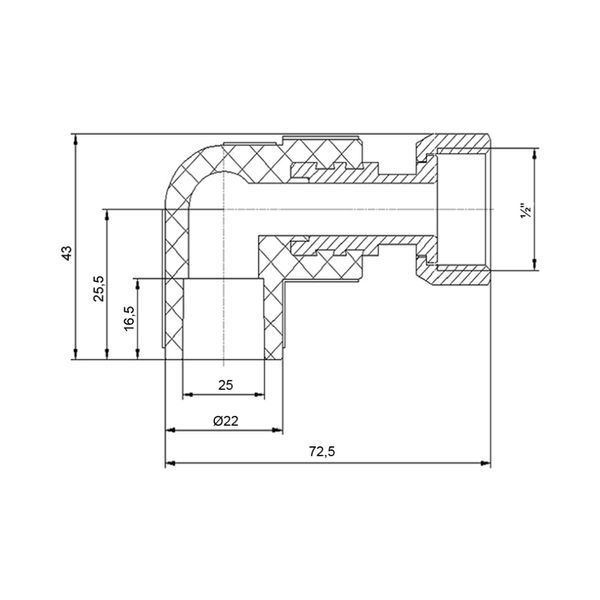 Уголок PPR Blue Ocean с накидной гайкой 25х1/2", 90&deg; ВР SD00010056 фото