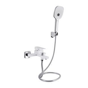 Смеситель для ванны Qtap Gemini (c душевым гарнитуром) QTGEM259CRW45683 Chrome/White, однорычажный, латунь SD00051807 фото