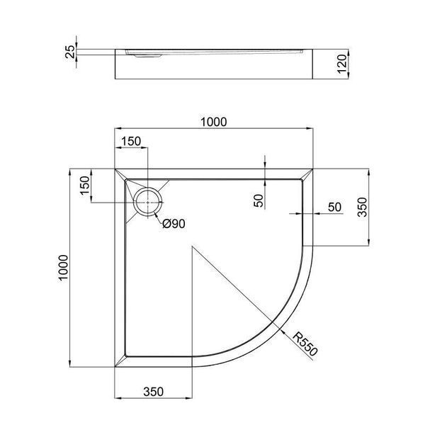 Душевой поддон Qtap Robin 301112 100x100x12 см + сифон, низкий, белый акрил SD00046986 фото