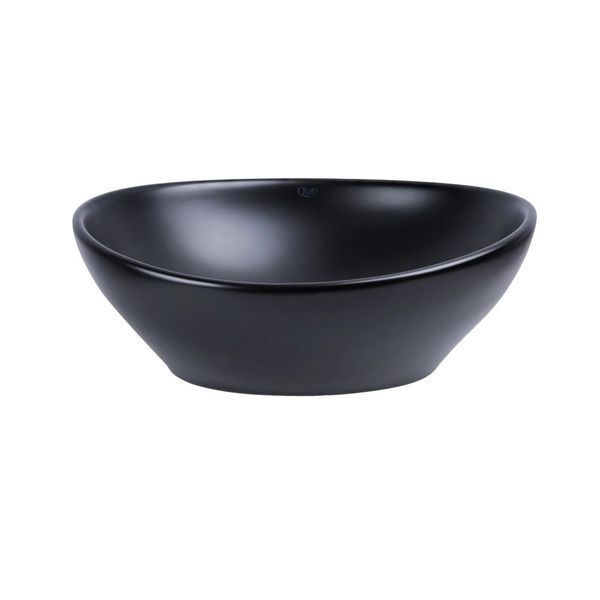 Комплект Qtap Dove: Раковина накладна овальна 410x335x145 мм Matt Black + Донний клапан PU03 SD00053431 фото