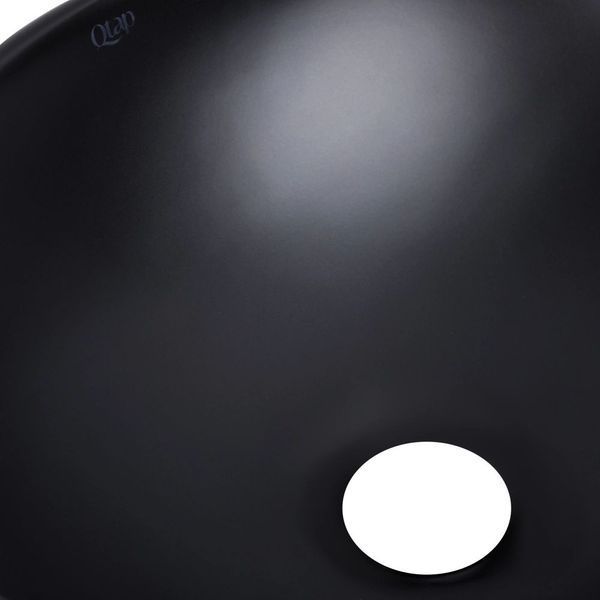 Комплект Qtap Dove: Раковина накладна овальна 410x335x145 мм Matt Black + Донний клапан PU03 SD00053431 фото