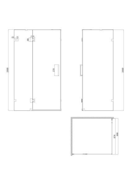 Бічна скляна стінка Koer SR SW04-90x200, прозора 10мм, графіт (KR5391) KR5391 фото