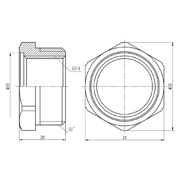Футорка SD Forte 1"х3/4" ЗВ SF3742520 SD00002748 фото