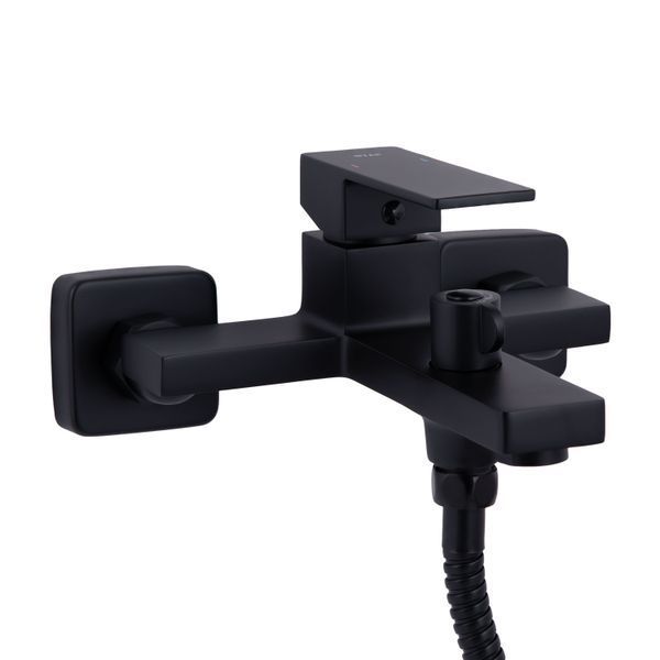 Смеситель для ванны Qtap Gemini (c душевым гарнитуром) QTGEM259BLM45682 Black Matt, однорычажный, латунь SD00051806 фото