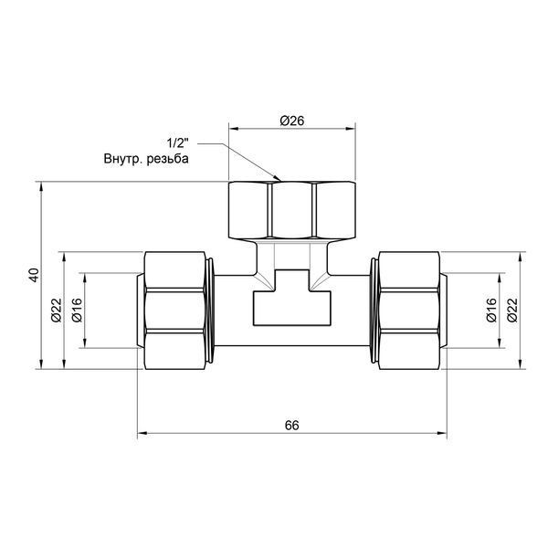 Тройник обжимной SD Plus 16х1/2"х16 ВР SD159W161516 SD00002667 фото