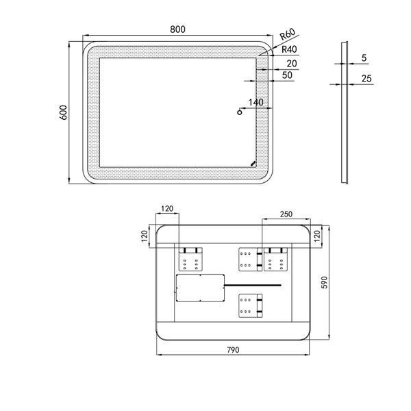 Дзеркало Qtap Swan 800х600 з LED-підсвічуванням Touch, диммер, рег. яскравості Reverse QT167814146080W SD00045748 фото