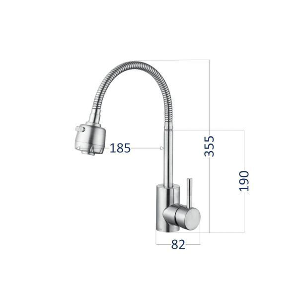 Змішувач для кухні Lidz Aria 015F41 з гнучким виливом (k35) LDARI015F41NKS45306 Nickel, одноважільний SD00051430 фото