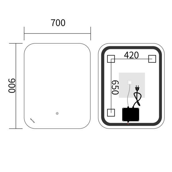 Дзеркало Mixxus Premium DIVERSE MR15-90x70-REVERSE (LED Touch, Anti-fog, димер (3-6,5kK)) (MP6639) MP6639 фото