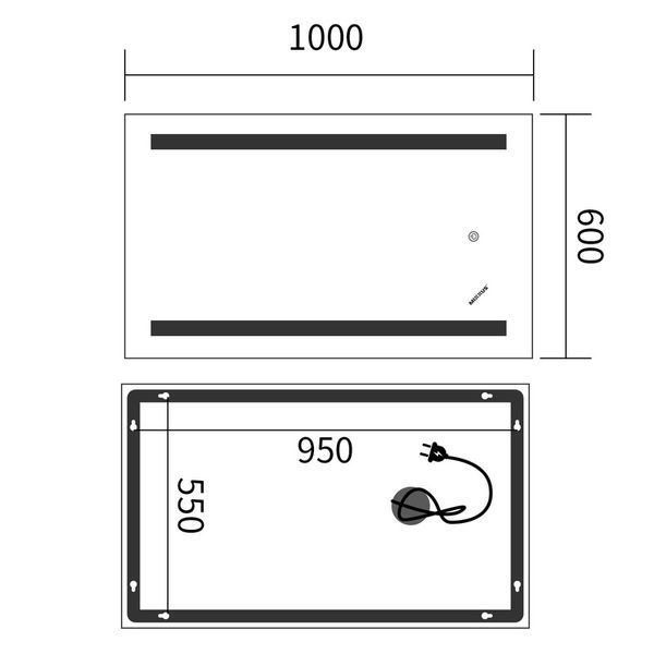 Дзеркало Mixxus Premium LINES MR17-100x60-REVERSE (LED Touch, Anti-fog, димер) (MP6625) MP6625 фото