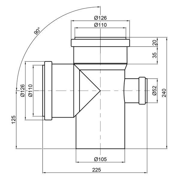 Хрестовина каналізаційна TA Sewage 110х110х110х50, 90&deg; SD00005885 фото