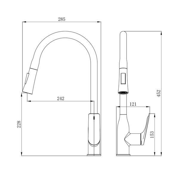 Смеситель для кухни Qtap Vlasta New с выдвижным изливом QTVLA344CRM45646 Chrome, латунный, однорычажный SD00051770 фото